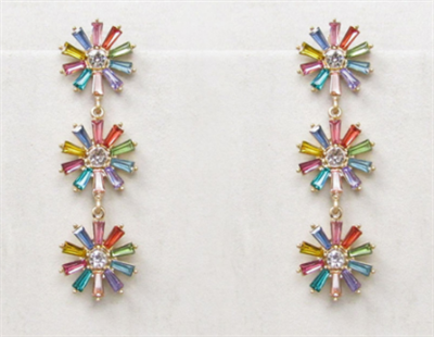 Colorful Crystal Flower Earrings