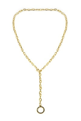 Gold Drop & Hematite Charm Necklace