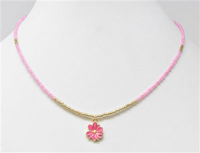 Pink & Gold Beaded Necklace