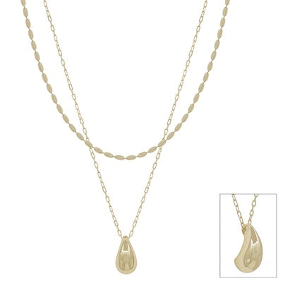 Layered Gold Teardrop Necklace