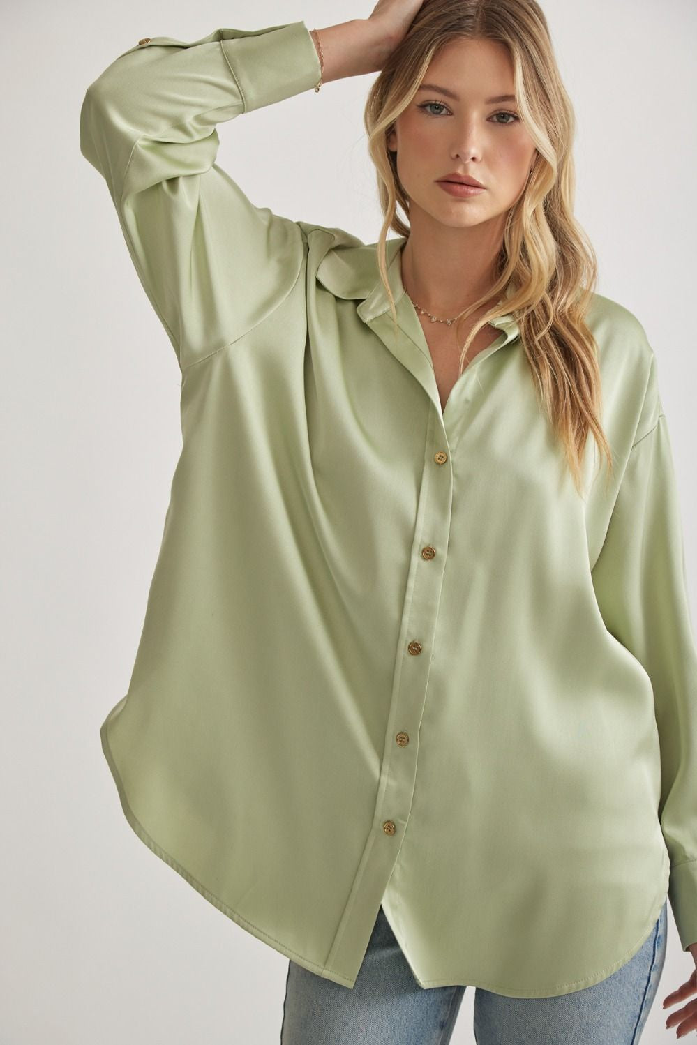 Down To Business Button Up - Sage