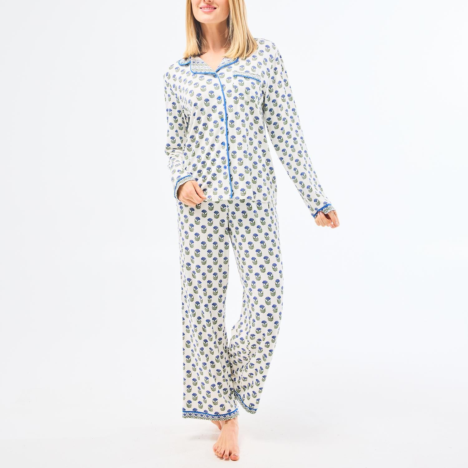 Charlotte Floral Foulard Navy Pajama Set