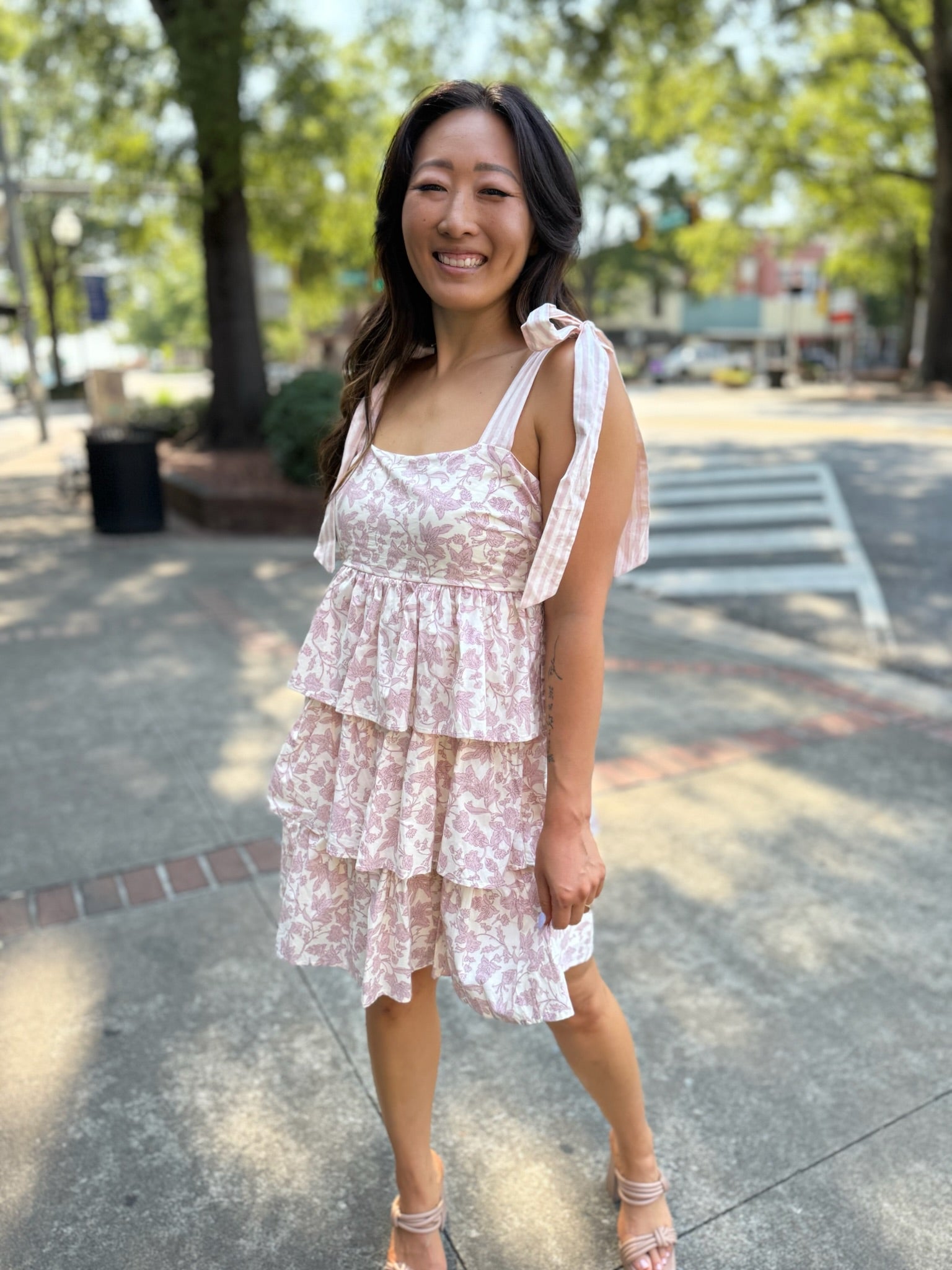 Blushing Bloom Tiered Mini Dress