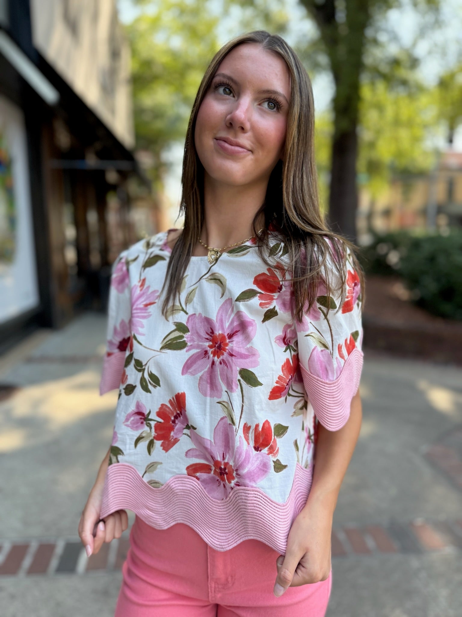 Floral Print Short Sleeve Pullover Top