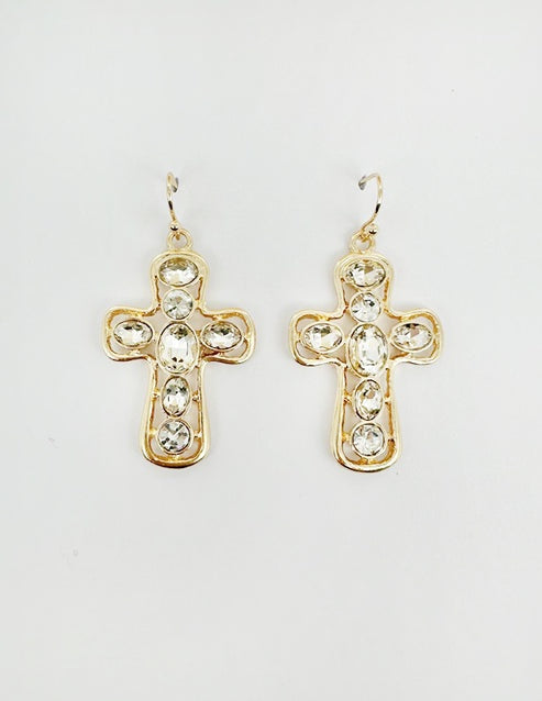Divine Sparkle Cross Earrings