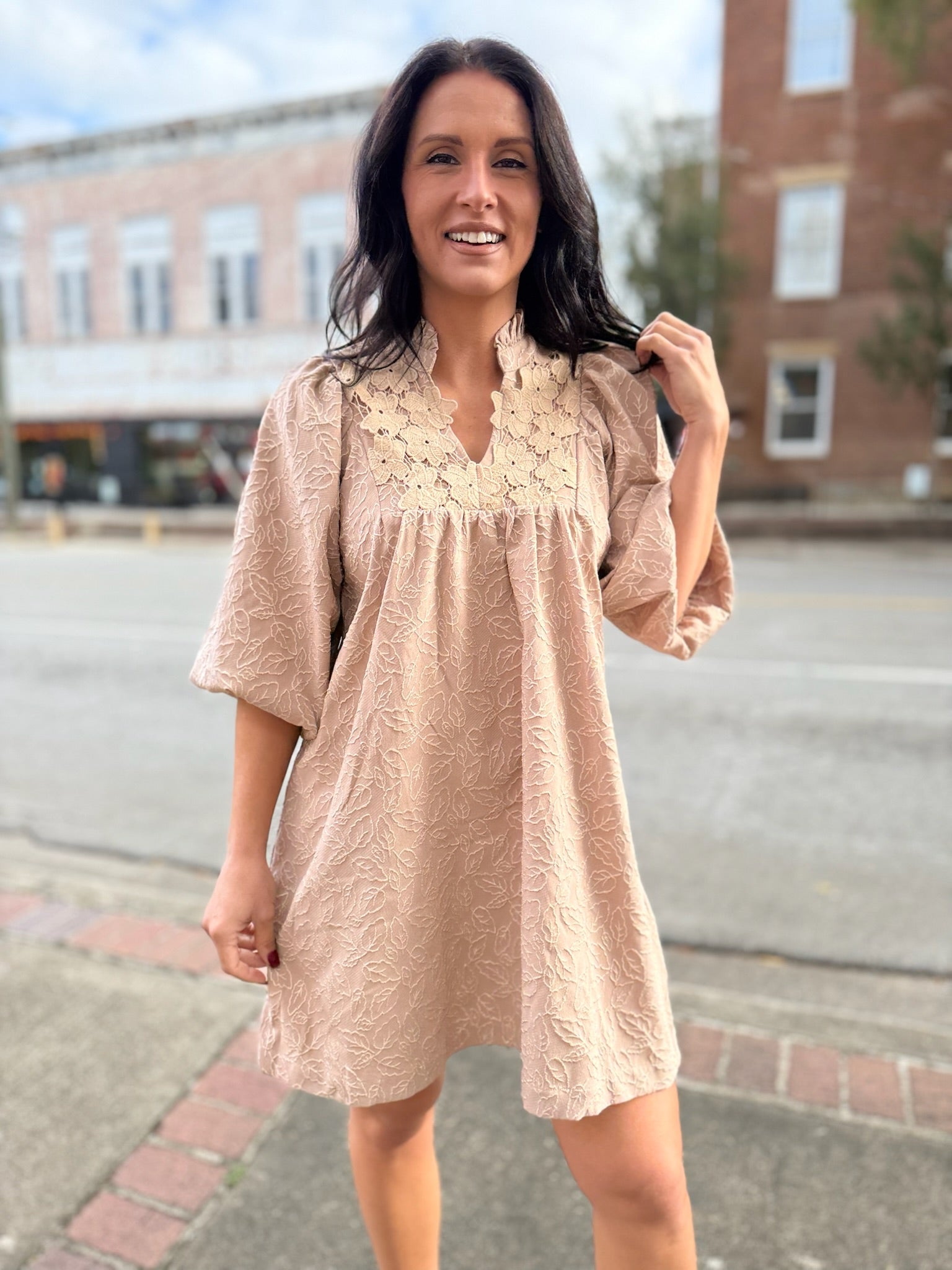 Floral Whispers High Neck Dress