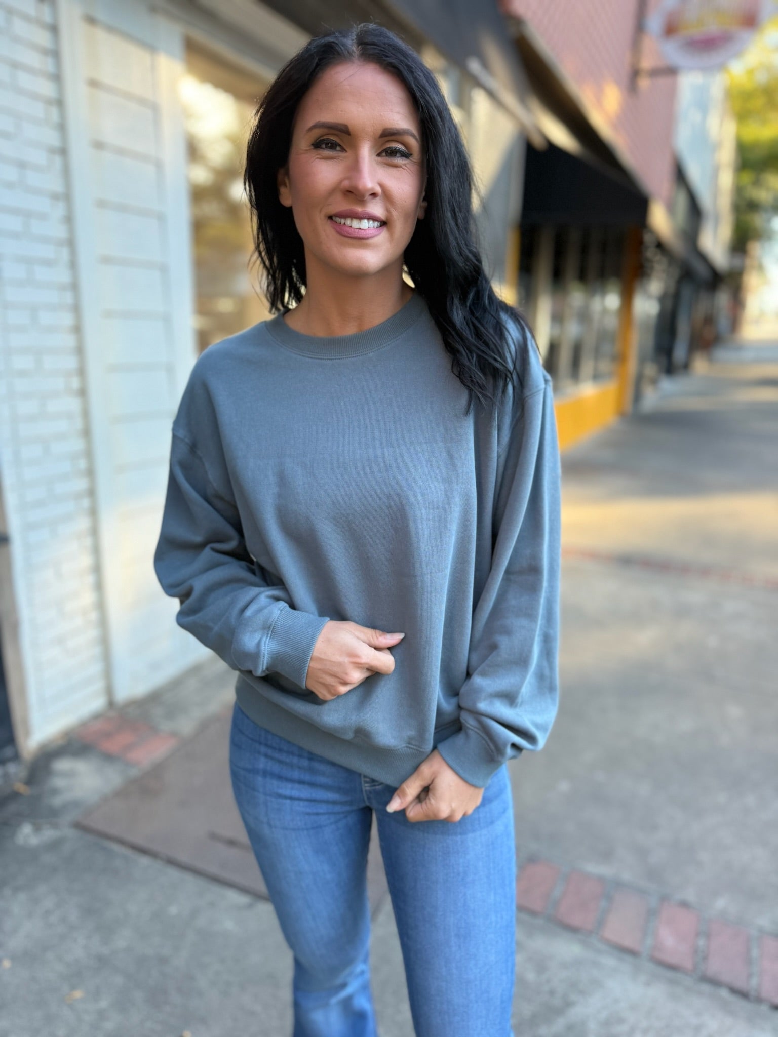 Boyfriend Cotton Sweatshirt - Storm Cloud