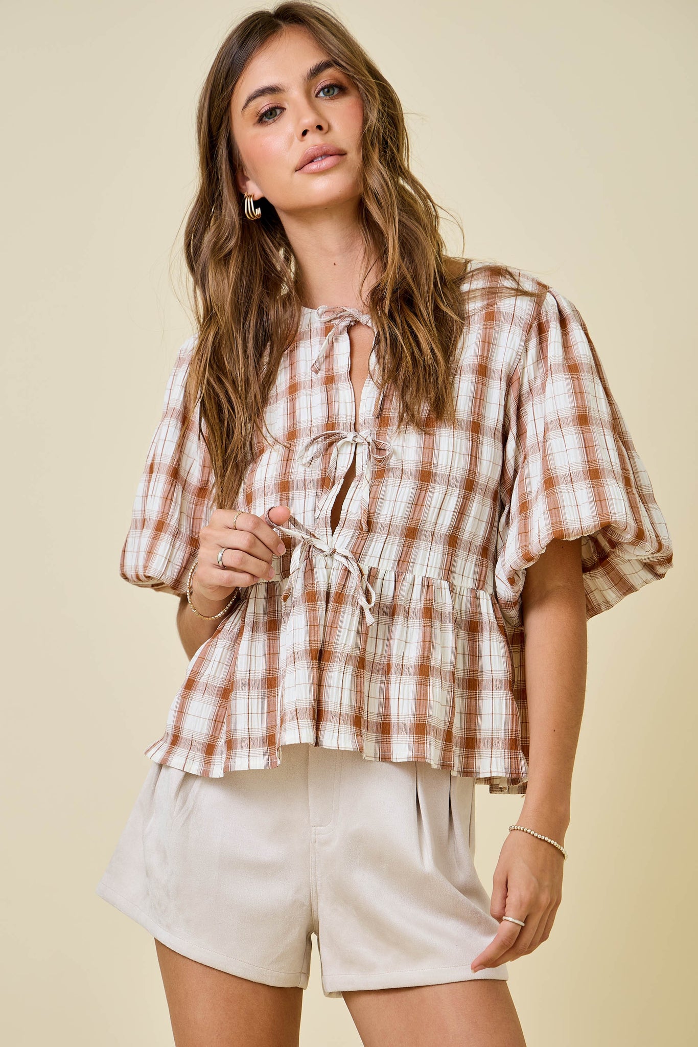 Harvest Plaid Peplum Top