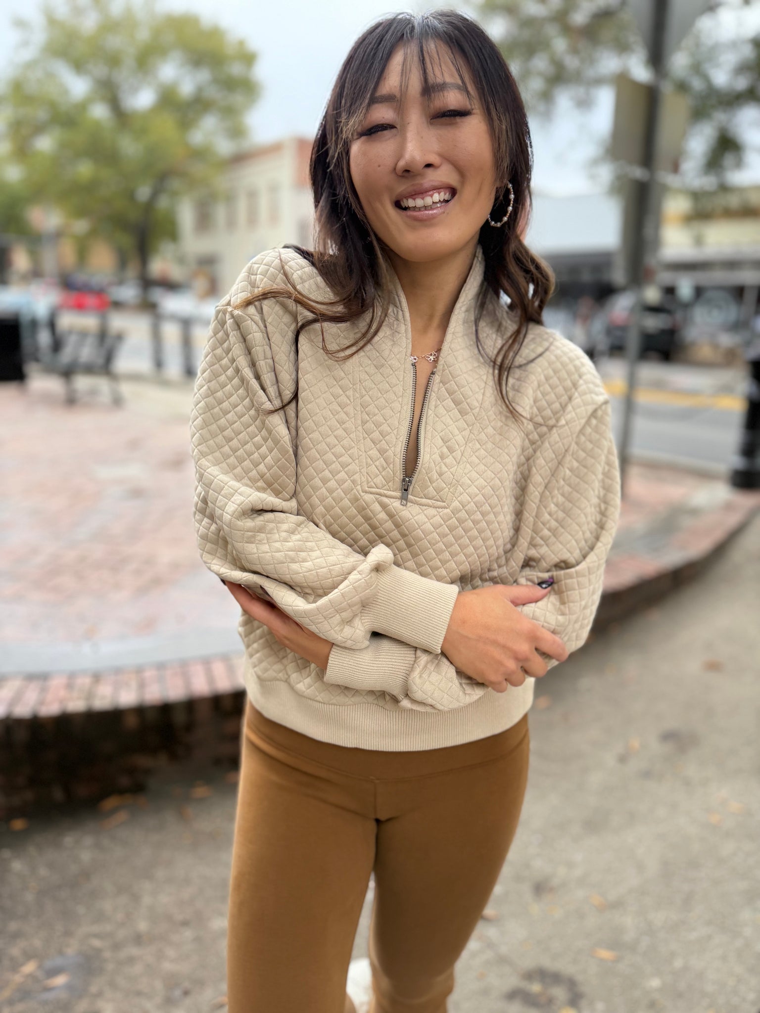 Cozy Chic Quilted Half Zip Pullover