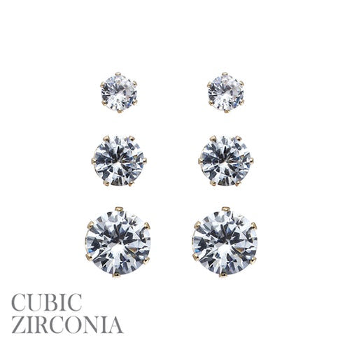 Classic Sparkle CZ Stud Set Gold