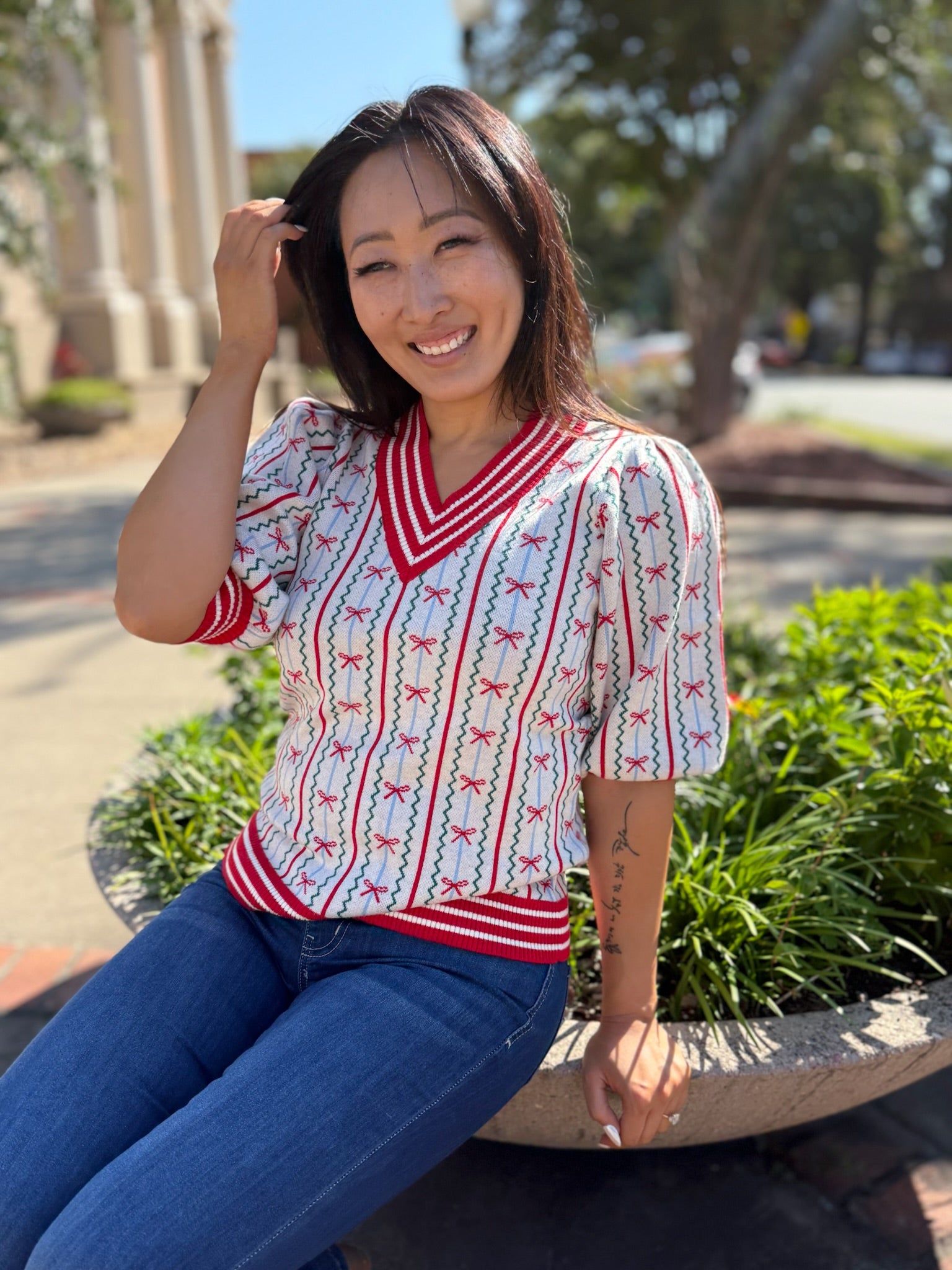 Faith In A Bow Ivory Sweater