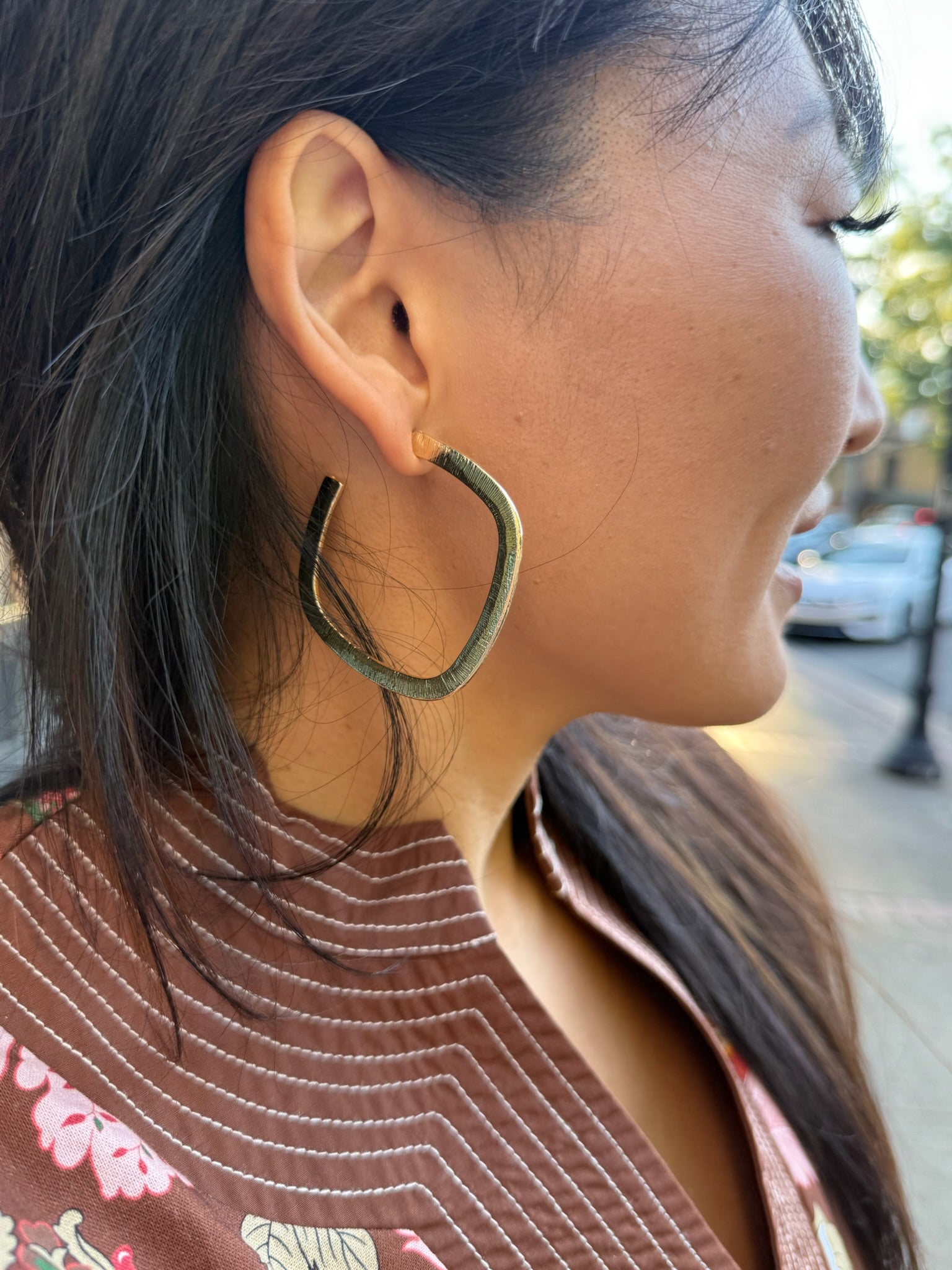 Textured Square Hoop Earring