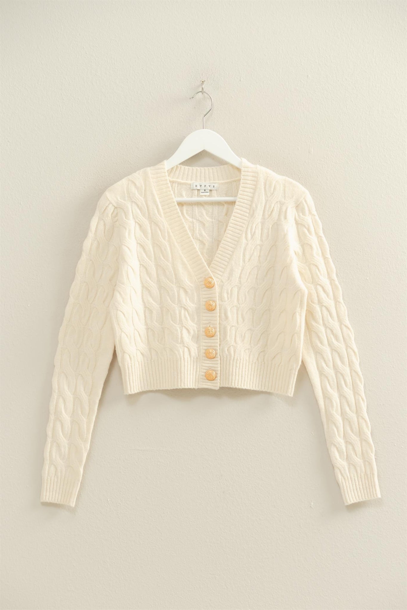 Cream Cable Knit Sweater Cardigan