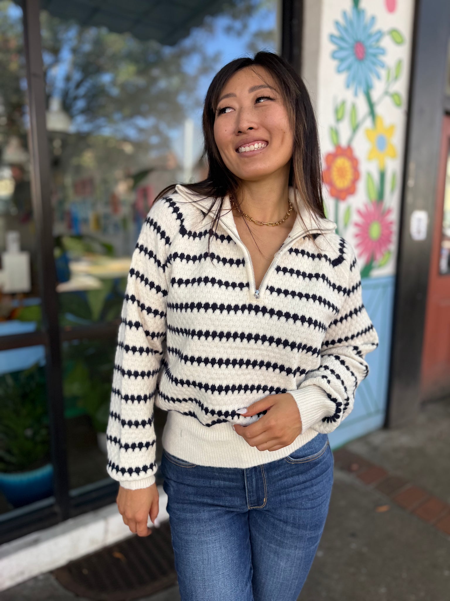 Coastal Stripes Collared Sweater