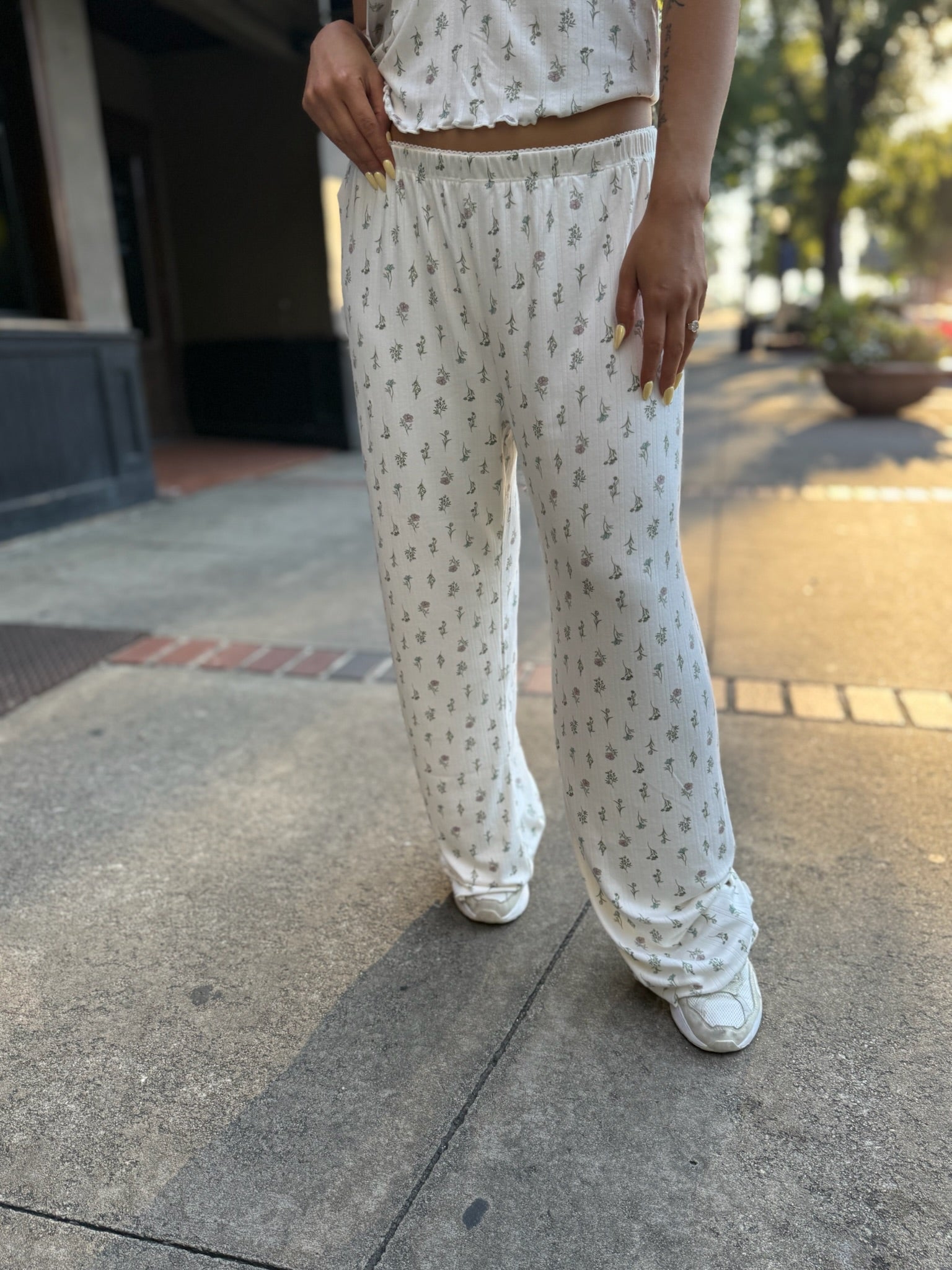 Sabrina Floral Pant - Crystal