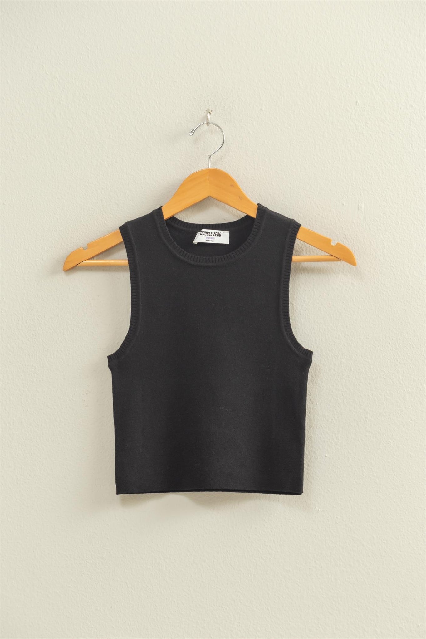 Black Cropped Tank Knit Top