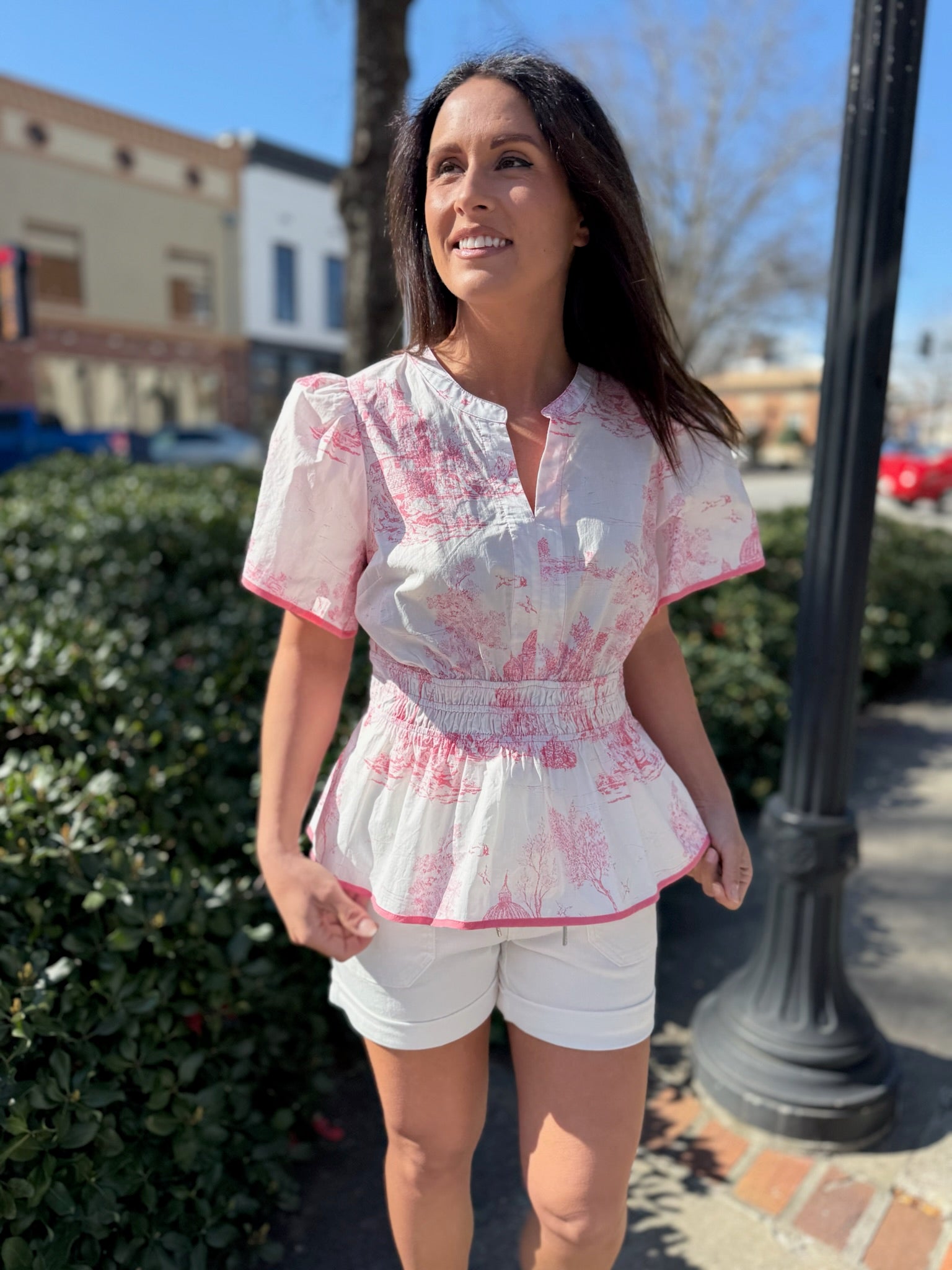 Parisian Toile Peplum Top