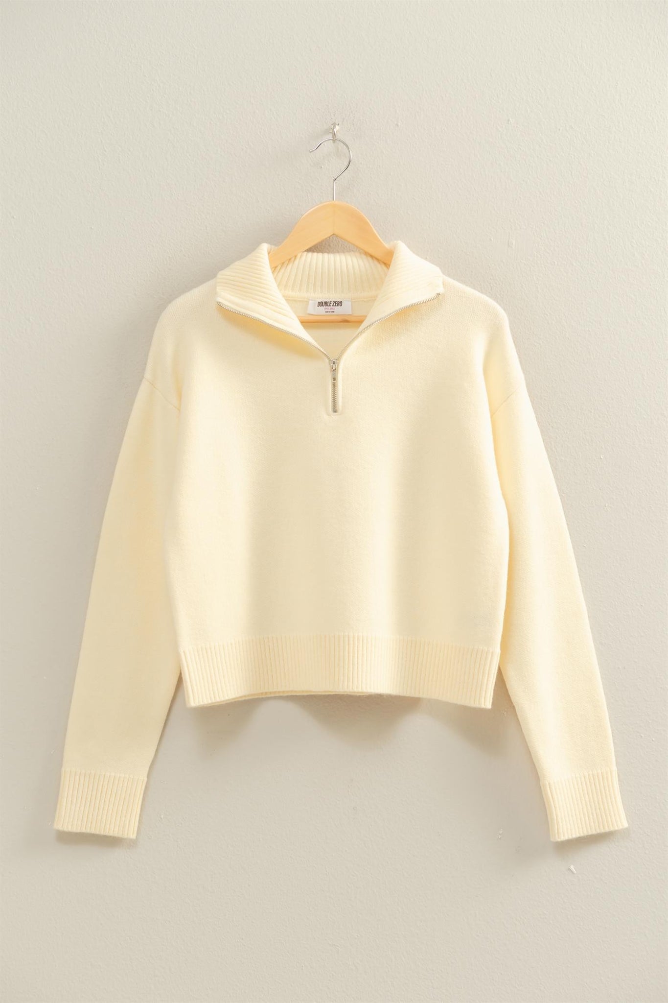 Cream Half Zip Classic Sweater