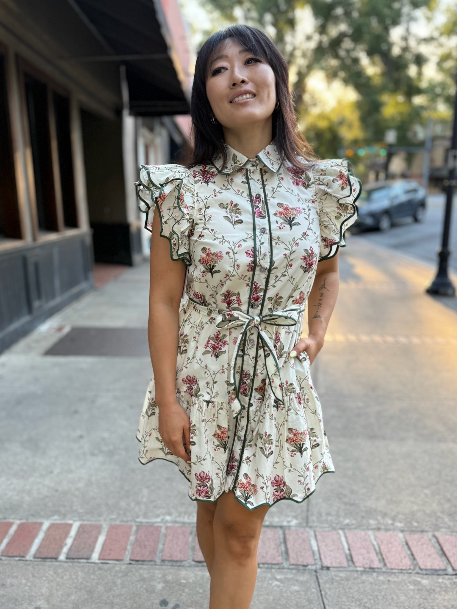 Gardenia Charm Ruffle Dress