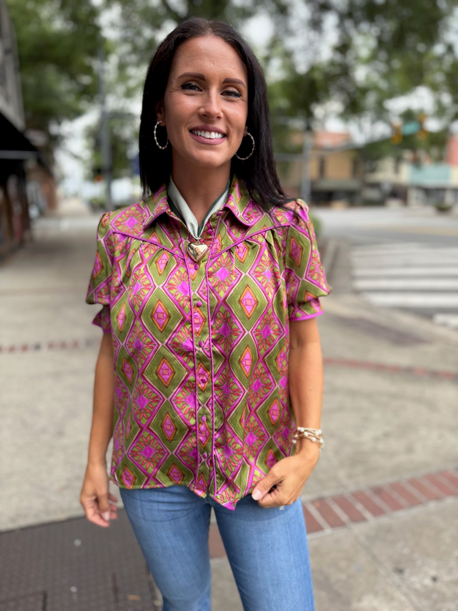 The Olive Pop Collar Blouse