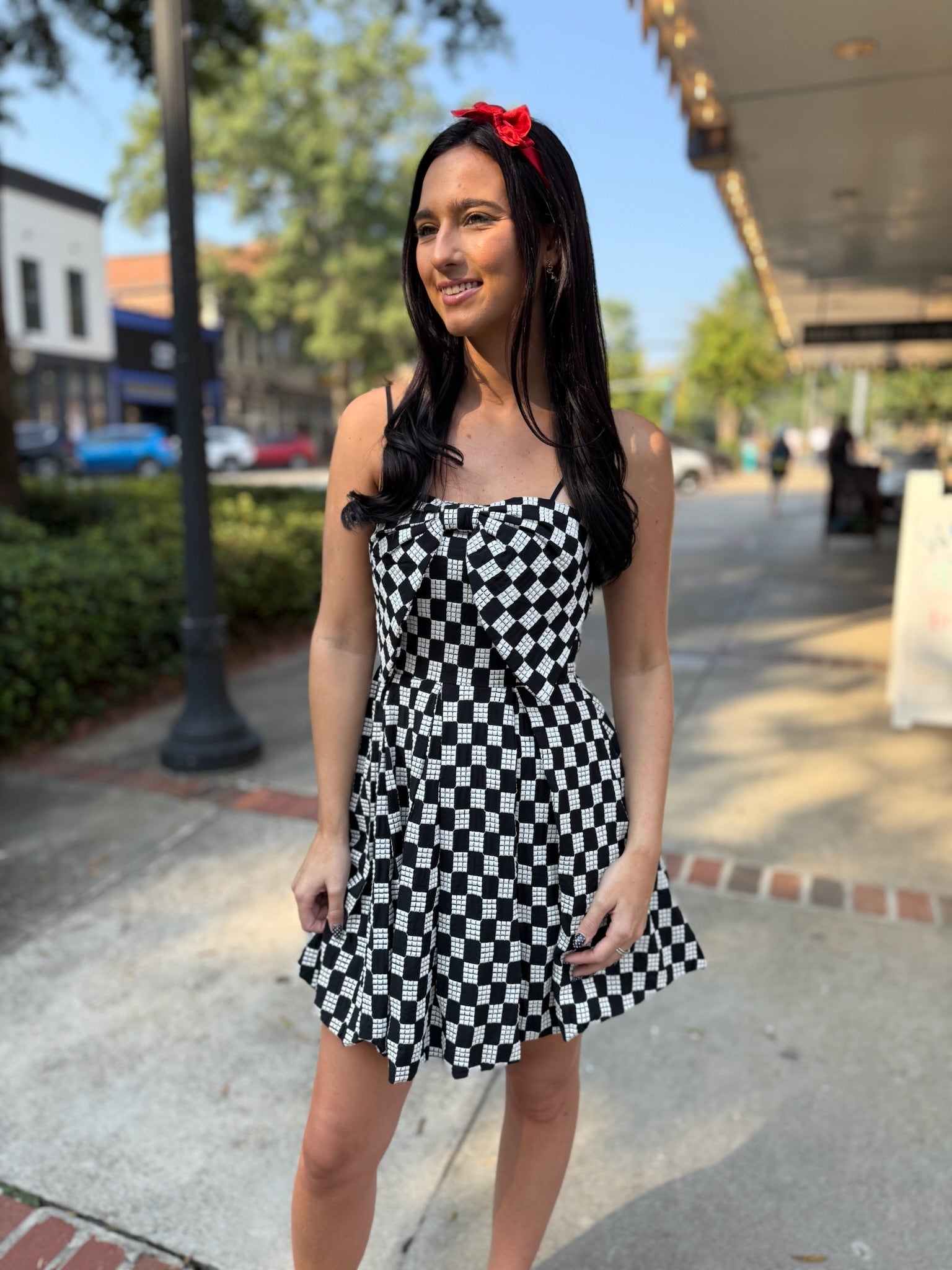 Midnight Weave Bow Mini Dress