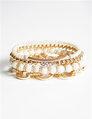 Crystal & Gold Chain Bracelet Set