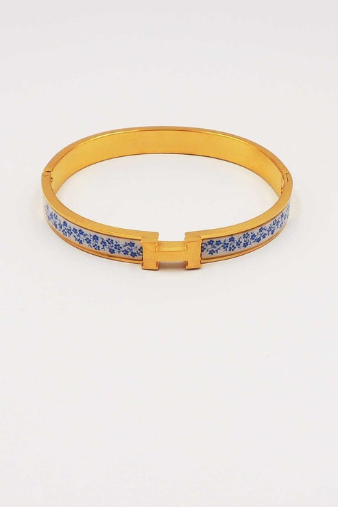 Blue Blossom H Stainless-Steel Bangle