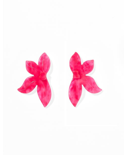 Cosmic Pink Fern Statement Earrings
