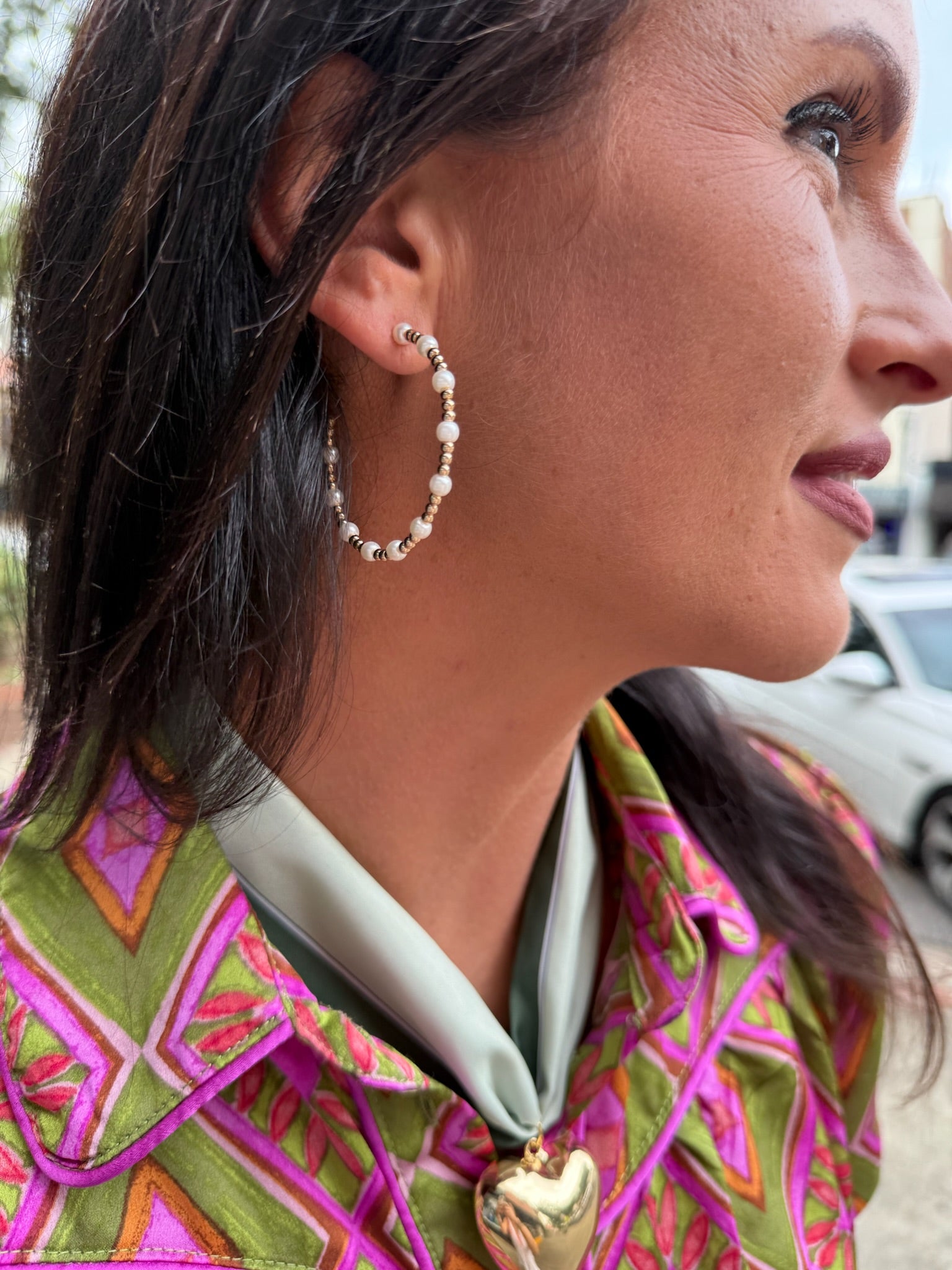 Water Resistant Golden Pearl Radiance Hoops