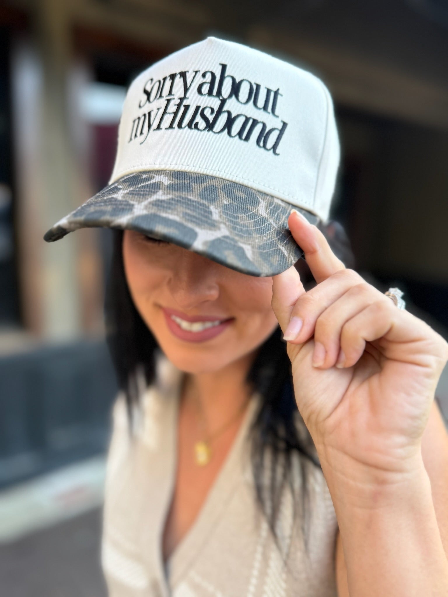 Sorry About My Husband Vintage Trucker Hat