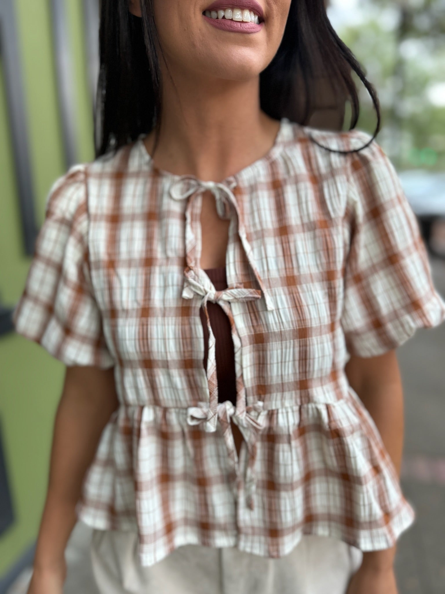 Harvest Plaid Peplum Top