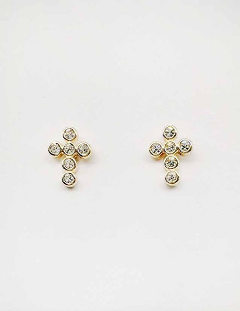 Gold Radiant Cross Stud Earrings