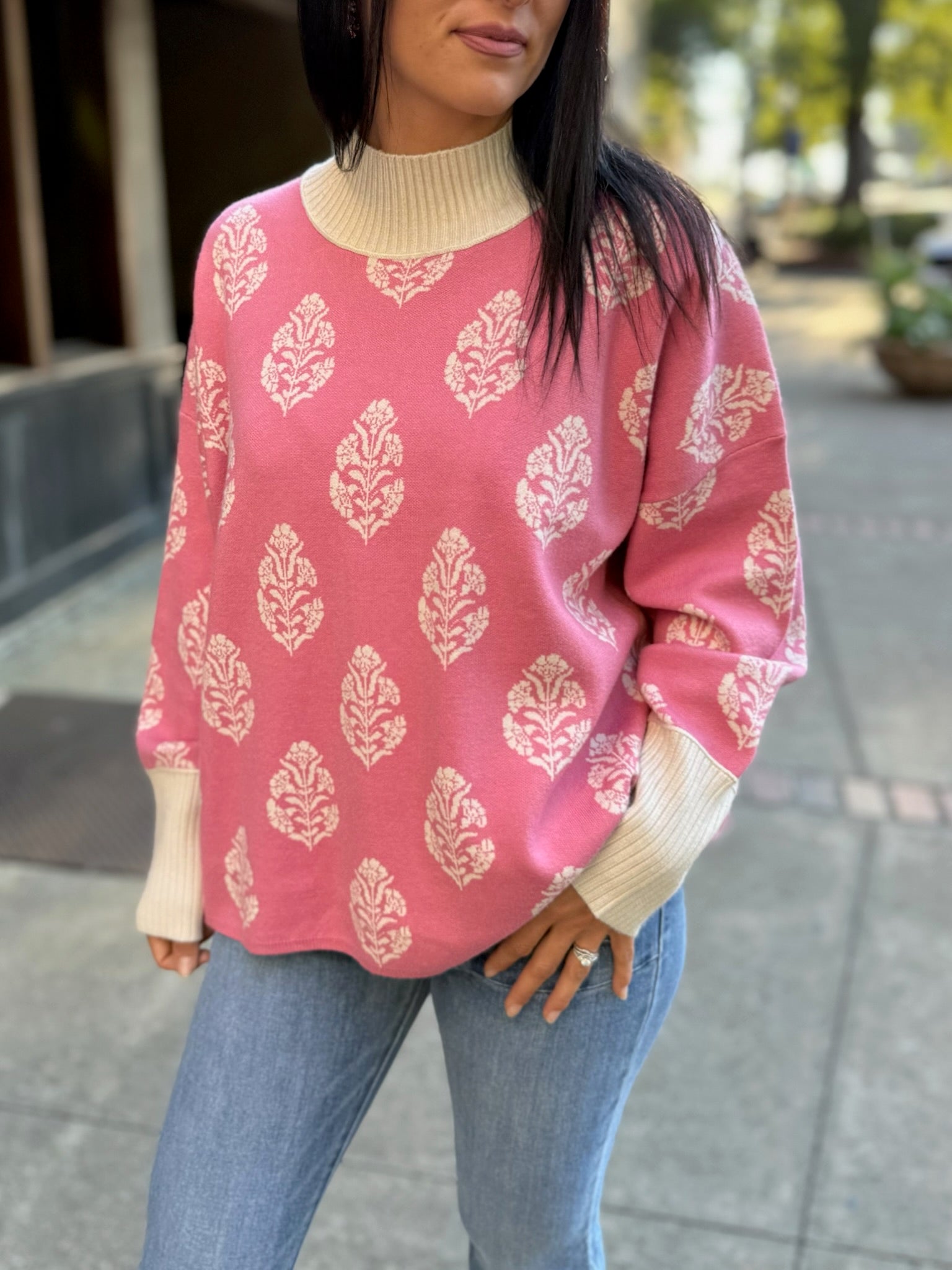 Blush Charm Jacquard Sweater
