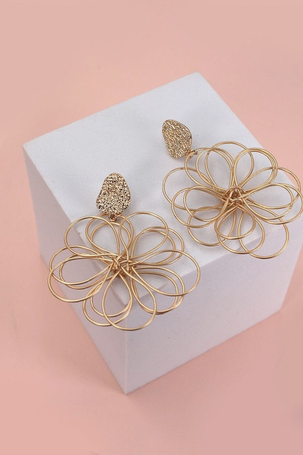 Entwined Matte Flower Dangle Earrings