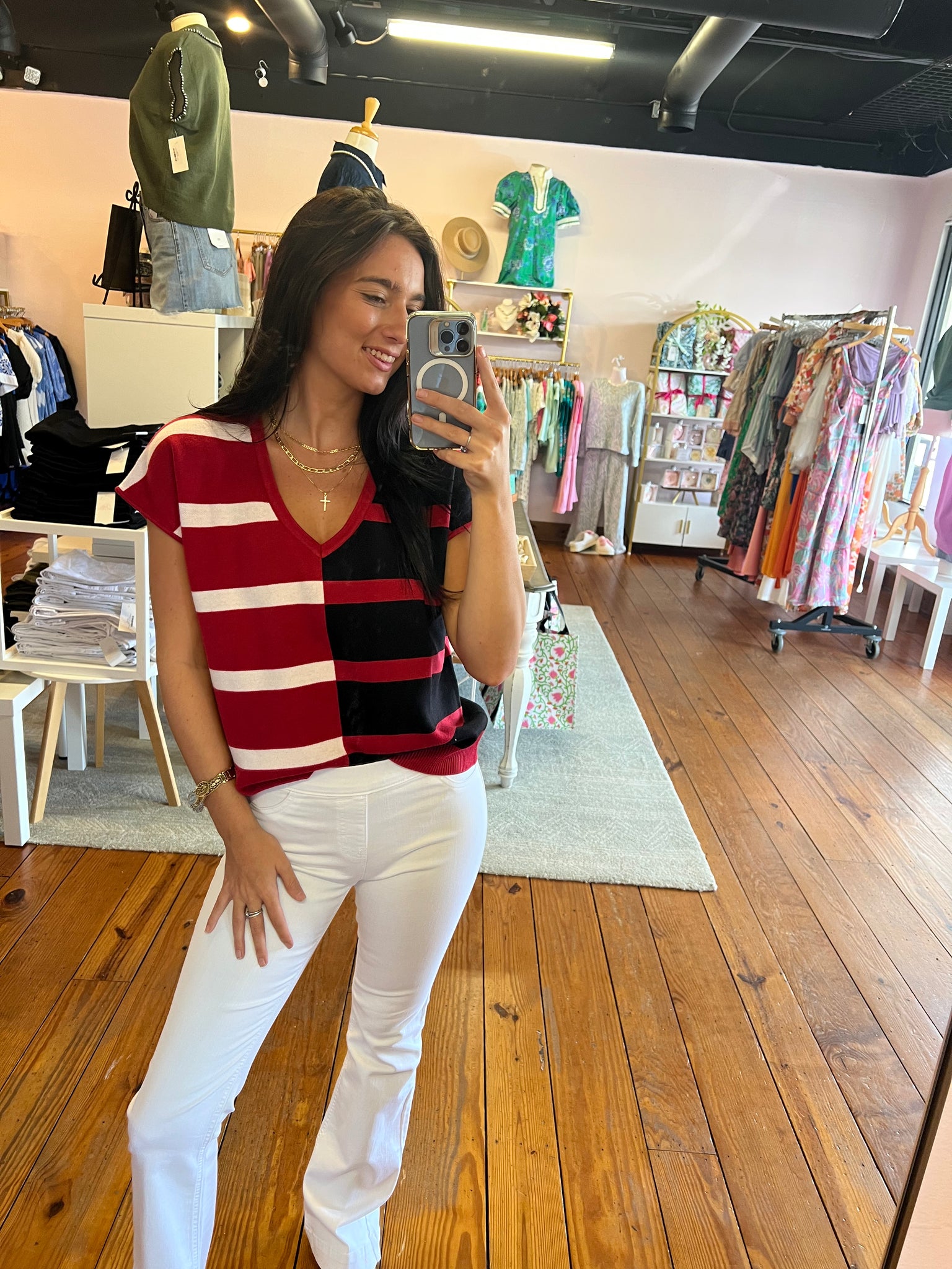 The Hannah Heat Statement Sweater in Red & Black