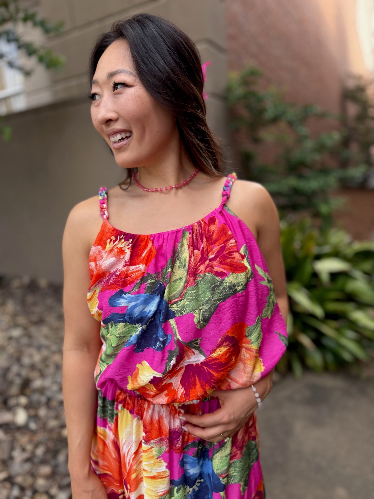 Tropical Bloom Ruffle Crop Top