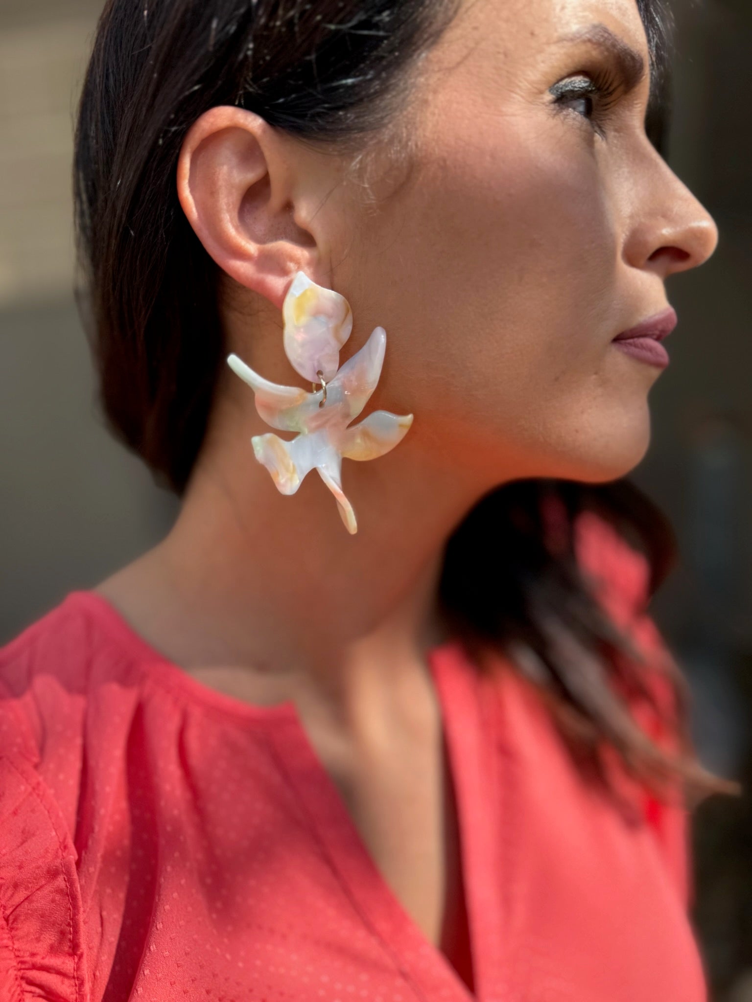 Rainbow Sherbert Flora Statement Earrings