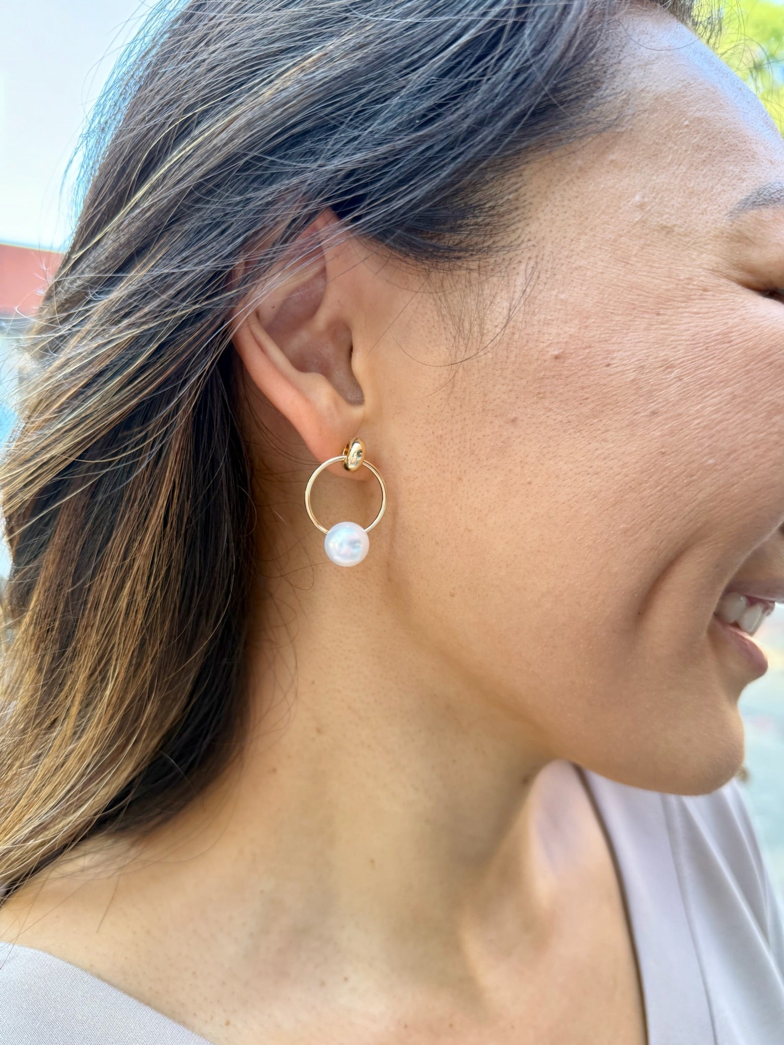 Golden Grace Pearl Studs