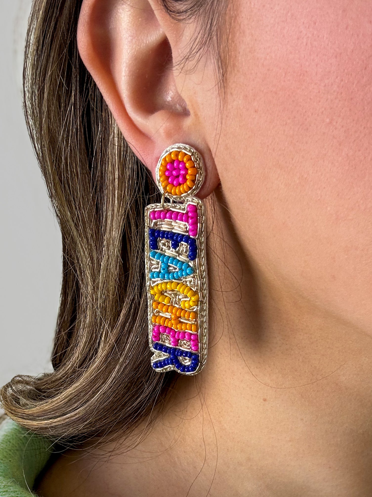 Colorful Beaded Teacher Earrings