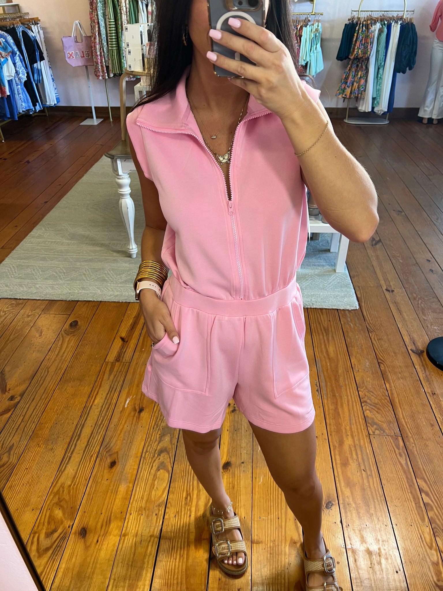 Pink Pop Polo Romper
