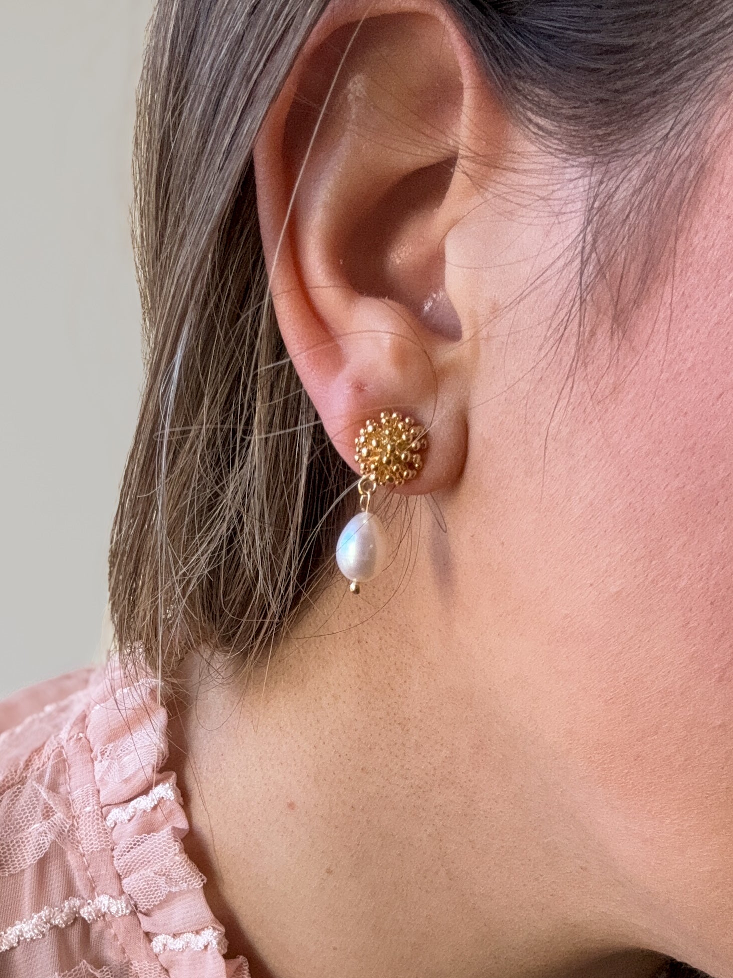 Gold & Pearl Dangle Earrings