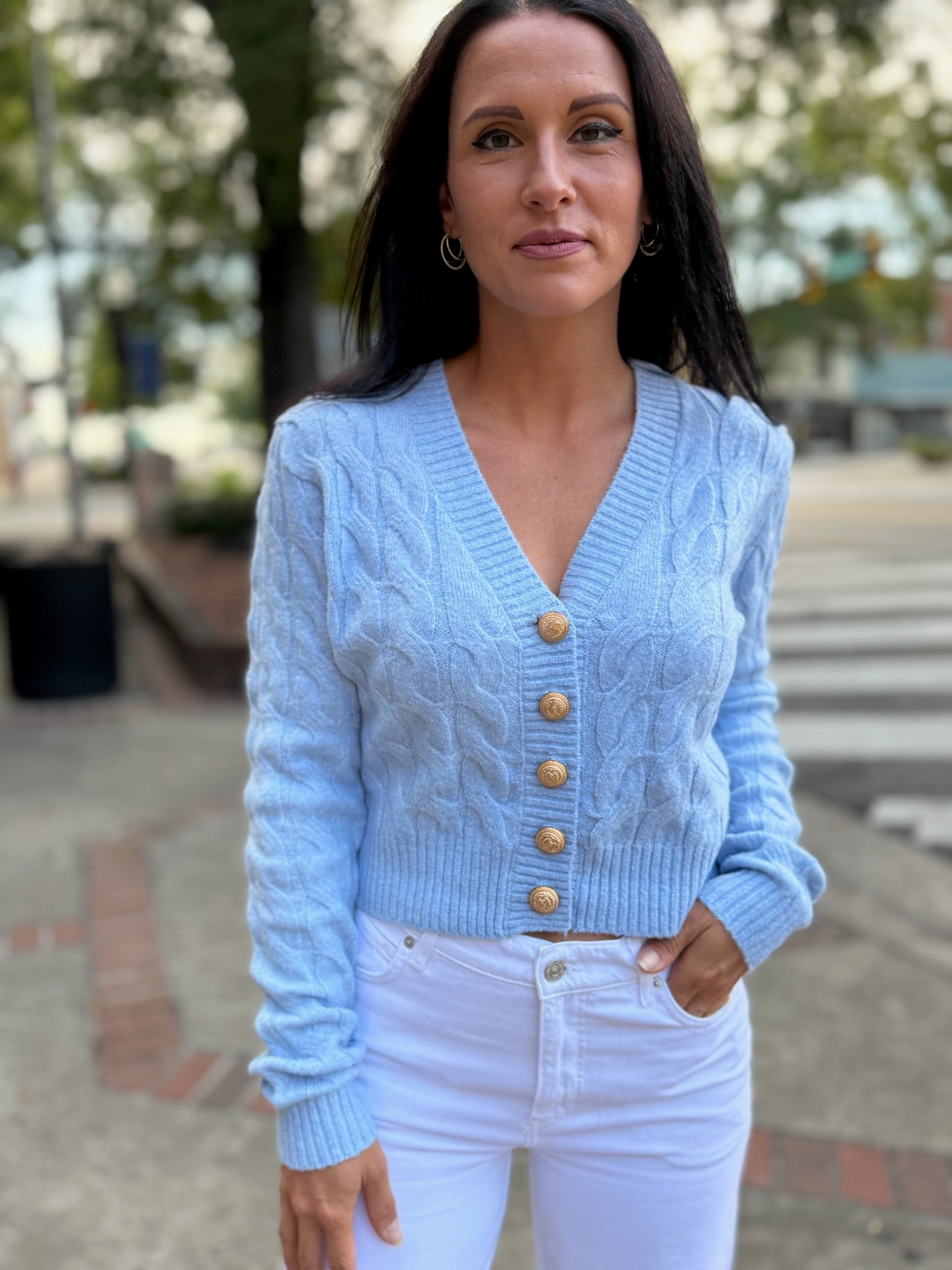 L.Blue Cable Knit Sweater Cardigan