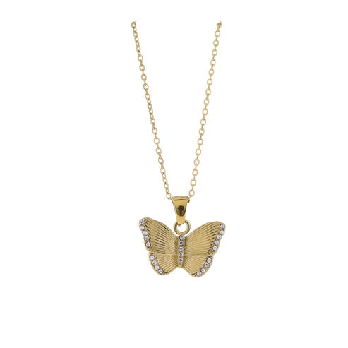 O-Shaped Chain Necklace with Gold Butterfly