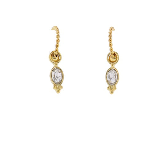 Rope Hoop Earrings with Clear Crystal