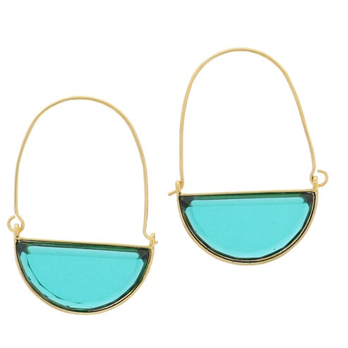 Threader Earrings with Emerald Half Circle Crystal