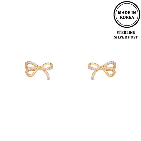 Dainty Spark Rhinestone Bow Studs