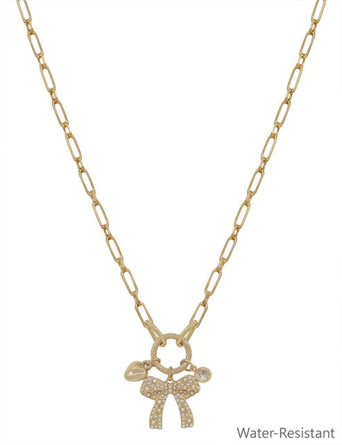 Water Resistant Charm & Chic Bow Necklace