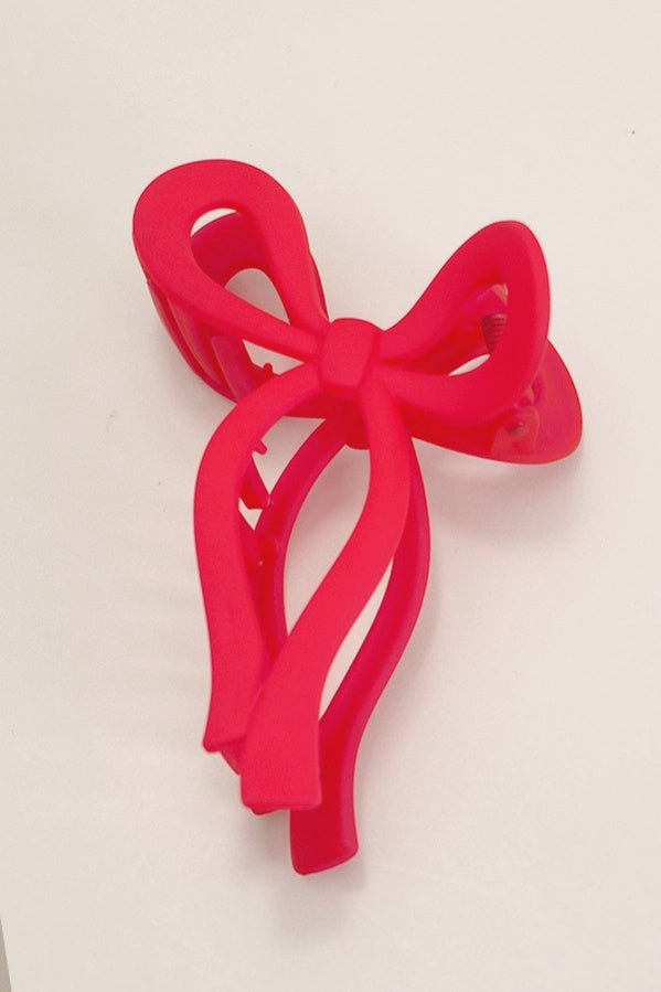 Matte Bow Hair Claw Clips Poinciana Red