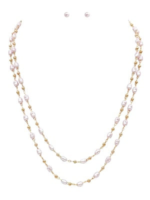 Layered Pearl & Gold Necklace