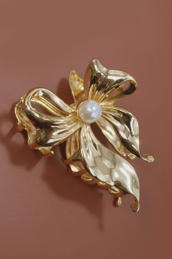 Pearl Bow Alloy Hair Claw Hair Clip